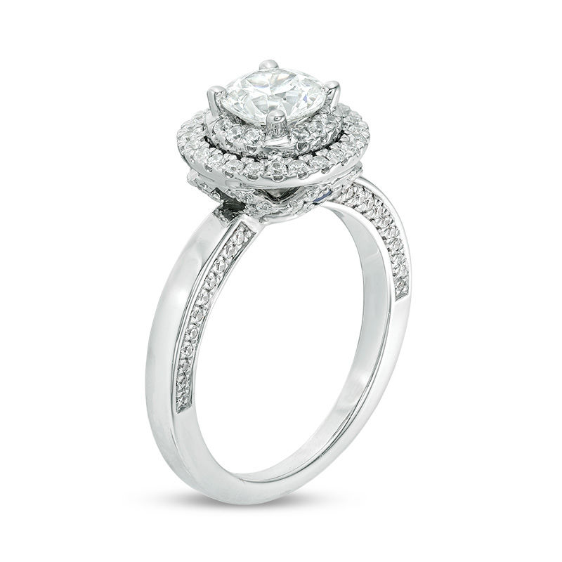 Main Image 2 of Vera Wang Love Collection 1-1/2 CT. T.W. Certified Diamond Double Frame Engagement Ring in 14K White Gold (I/SI2)