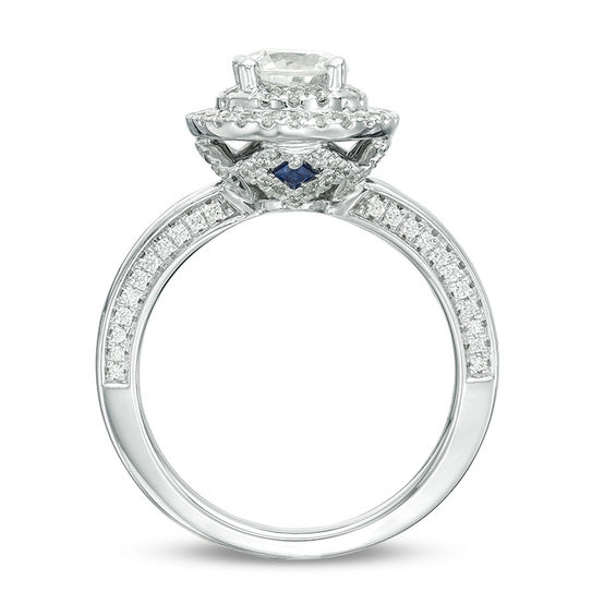 Vera Wang Love Collection 1-1/2 CT. T.w. Certified Diamond Double Frame Engagement Ring in 14K White Gold (I/Si2)