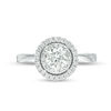 Thumbnail Image 4 of Vera Wang Love Collection 1-1/2 CT. T.W. Certified Diamond Double Frame Engagement Ring in 14K White Gold (I/SI2)