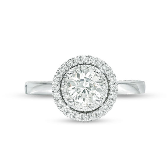 Vera Wang Love Collection 1-1/2 CT. T.w. Certified Diamond Double Frame Engagement Ring in 14K White Gold (I/Si2)