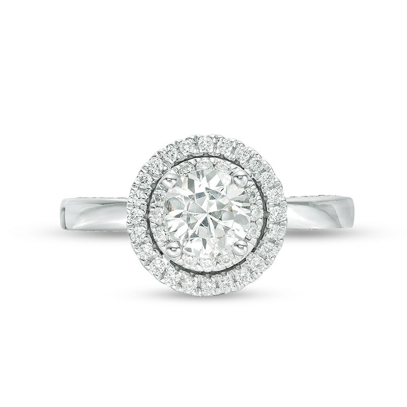 Main Image 4 of Vera Wang Love Collection 1-1/2 CT. T.W. Certified Diamond Double Frame Engagement Ring in 14K White Gold (I/SI2)