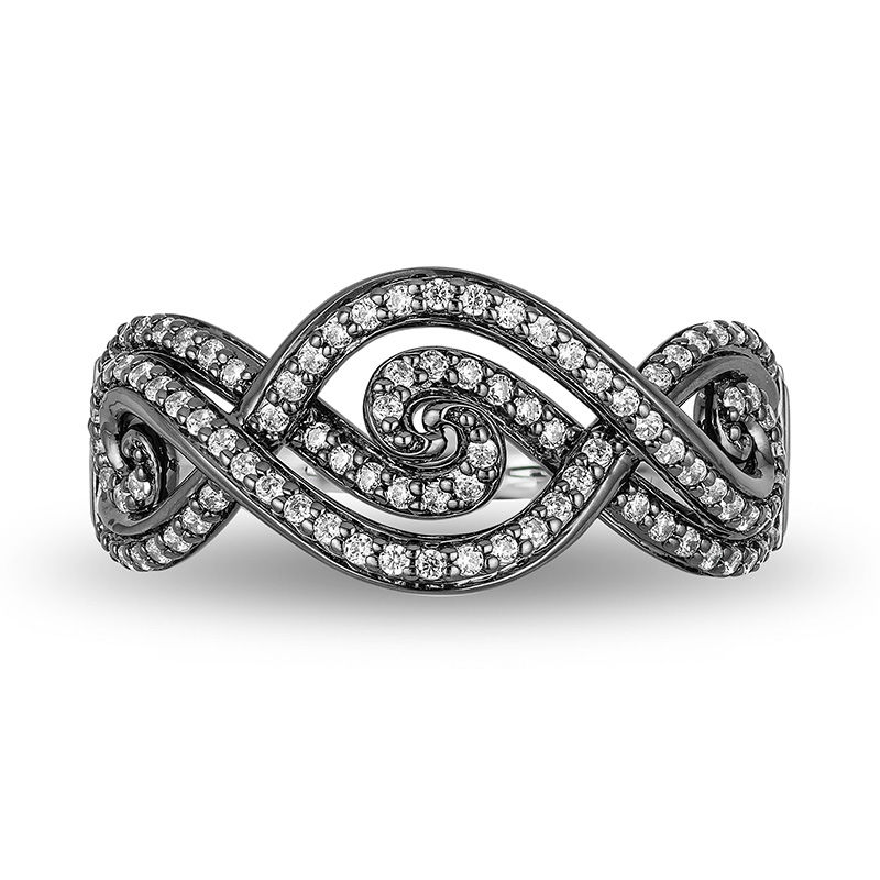 Main Image 4 of Enchanted Disney Villains Ursula 1/3 CT. T.W. Diamond Intertwining Tentacle Ring in 14K White Gold and Black Rhodium