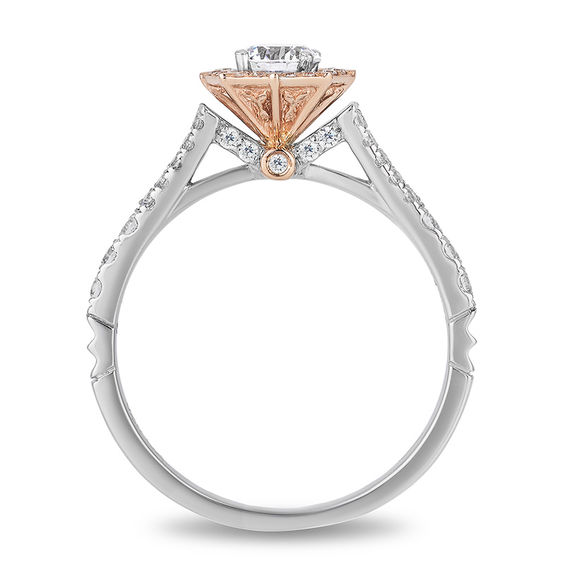 Enchanted Disney Mulan 3/4 CT. T.w. Diamond Frame Engagement Ring in 14K Two-Tone Gold