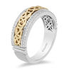 Thumbnail Image 2 of Enchanted Disney 1/4 CT. T.W. Diamond Celtic Knot Center Wedding Band in 14K Two-Tone Gold