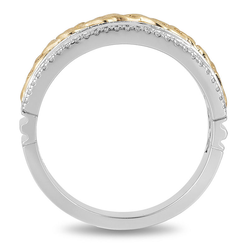 Main Image 3 of Enchanted Disney 1/4 CT. T.W. Diamond Celtic Knot Center Wedding Band in 14K Two-Tone Gold