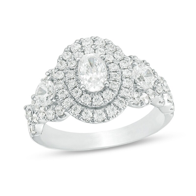 Celebration Ideal 1-3/4 CT. T.W. Oval Diamond Double Frame Twist ...