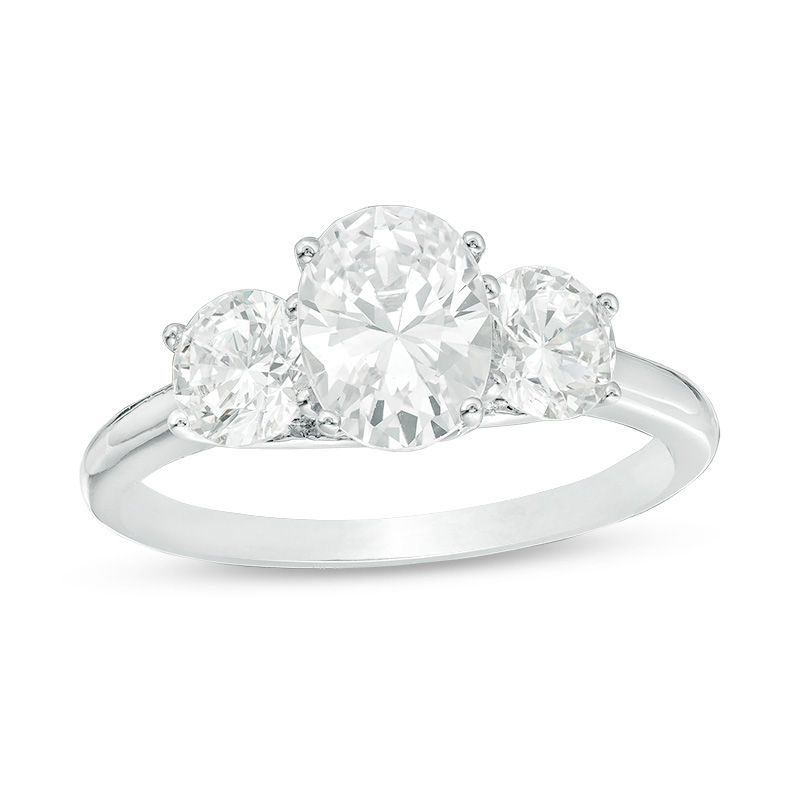 2 CT. T.W. Certified Oval Diamond Past Present Future® Engagement Ring in 14K White Gold (I/I1)