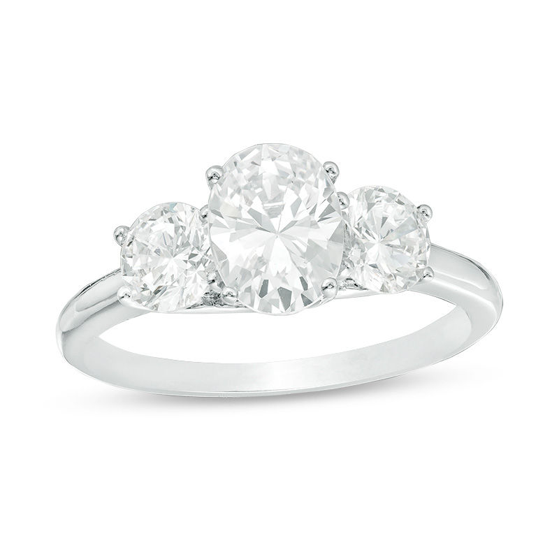 Main Image 1 of 2 CT. T.W. Certified Oval Diamond Past Present Future® Engagement Ring in 14K White Gold (I/I1)