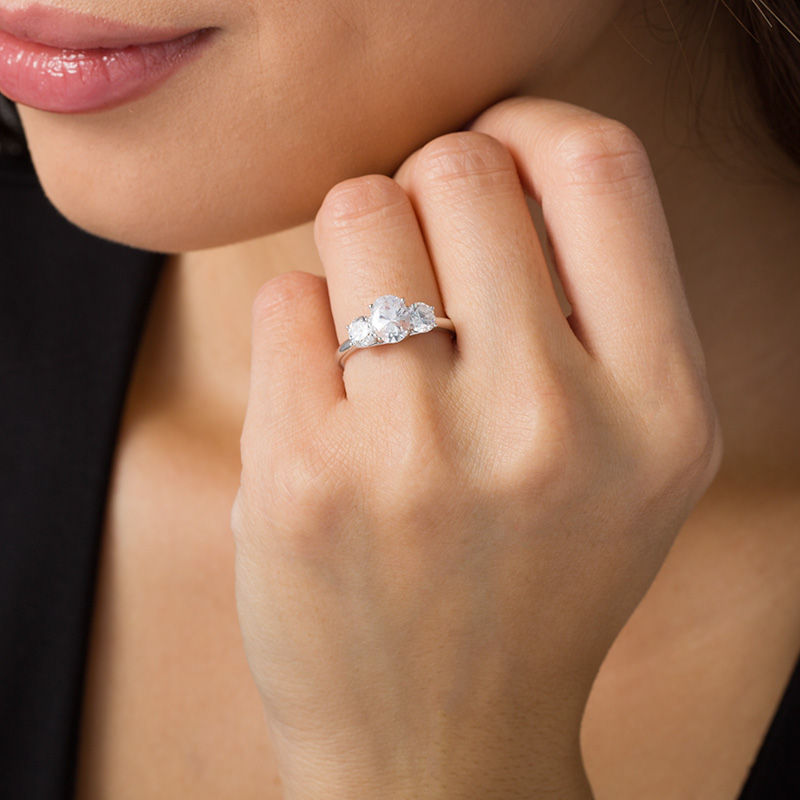 Main Image 2 of 2 CT. T.W. Certified Oval Diamond Past Present Future® Engagement Ring in 14K White Gold (I/I1)