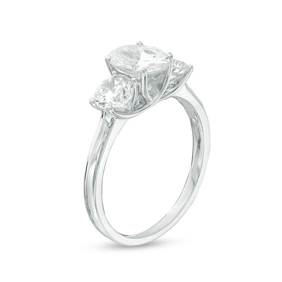 2 CT. T.w. Certified Oval Diamond Past Present Future® Engagement Ring in 14K White Gold (I/I1)