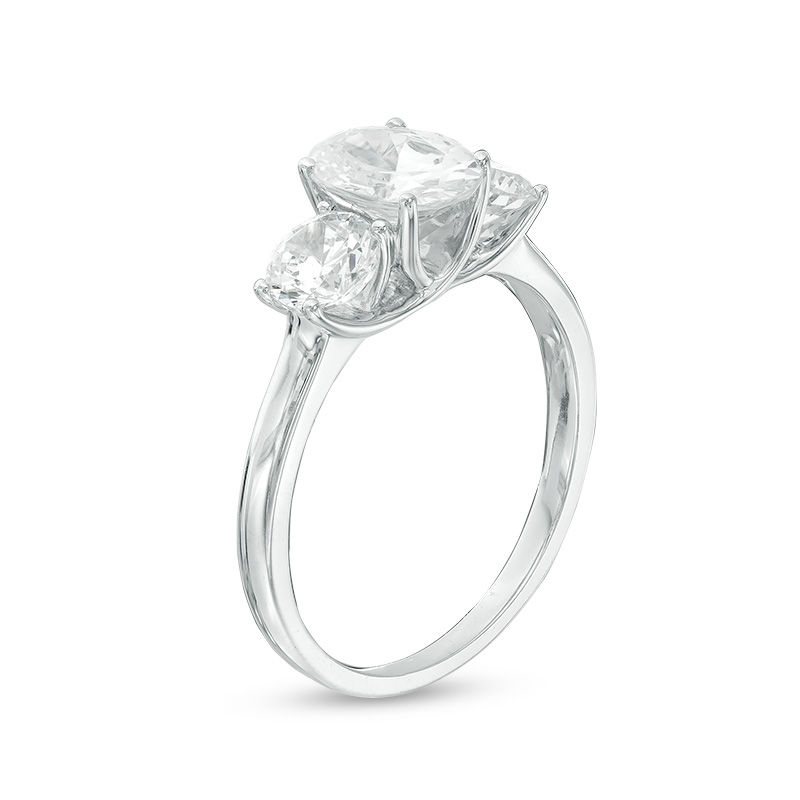 Main Image 3 of 2 CT. T.W. Certified Oval Diamond Past Present Future® Engagement Ring in 14K White Gold (I/I1)
