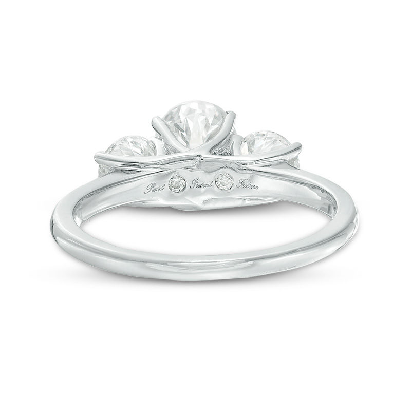 Main Image 4 of 2 CT. T.W. Certified Oval Diamond Past Present Future® Engagement Ring in 14K White Gold (I/I1)