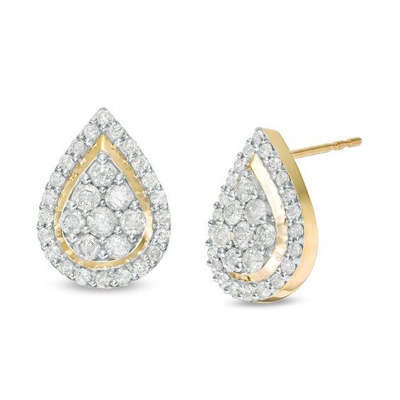 1 CT. T.w. Pear-Shaped Multi-Diamond Teardrop Frame Stud Earrings in 10K Gold