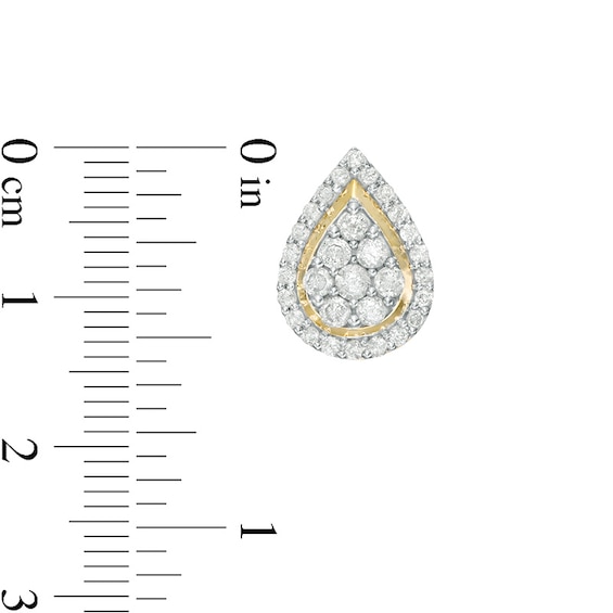 1 CT. T.w. Pear-Shaped Multi-Diamond Teardrop Frame Stud Earrings in 10K Gold