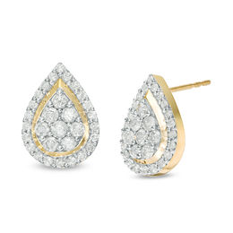 1 CT. T.W. Pear-Shaped Multi-Diamond Teardrop Frame Stud Earrings in 10K Gold