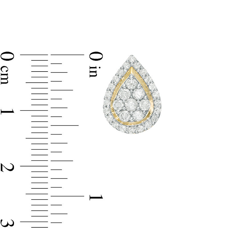 Main Image 3 of 1 CT. T.W. Pear-Shaped Multi-Diamond Teardrop Frame Stud Earrings in 10K Gold