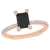 1-1/10 CT. T.W. Emerald-Cut Enhanced Black and White Diamond Engagement Ring in 10K Rose Gold