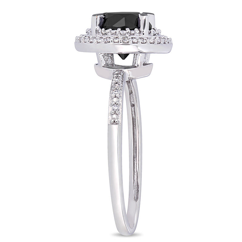 1-5/8 CT. T.W. Enhanced Black and White Diamond Double Frame Engagement Ring in 14K White Gold