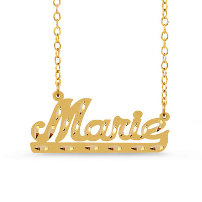 Personalized Sterling Silver Gold Any Name Plate Script W/ FREE Chain Necklace