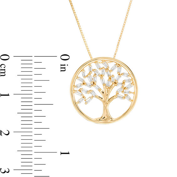1/4 CT. T.w. Baguette Diamond Tree of Life Pendant in 10K Gold