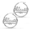 Thumbnail Image 0 of Script Name with Beaded Heart and Scroll Tube Hoop Earrings in Sterling Silver (1 Line)