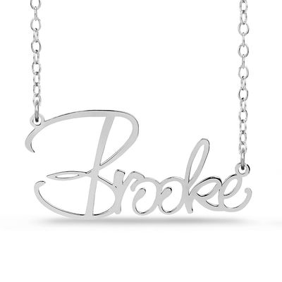 Narrow Script Name Necklace in Sterling 