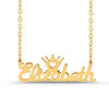 Thumbnail Image 0 of Script Name and Crown with Heart Cut-Out Necklace in Sterling Silver with 14K Gold Plate (1 Line)