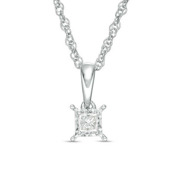 1/ CT. Princess-Cut Diamond Solitaire Pendant in Sterling Silver (J/I3