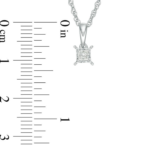1/ CT. Princess-Cut Diamond Solitaire Pendant in Sterling Silver (J/I3