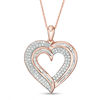 Thumbnail Image 0 of 1/2 CT. T.W. Baguette and Round Diamond Heart Pendant in 10K Rose Gold