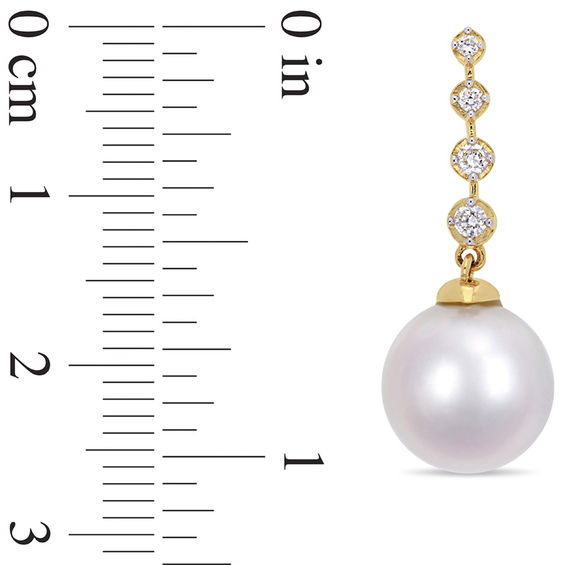 10.0-10.5mm South Sea Cultured Pearl and 1/6 CT. T.w. Diamond Drop Earrings in 14K Gold