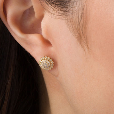 Jewellery Earrings Cluster Earrings Black flower cluster vintage 50s pierced ear stud earrings 