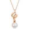 Thumbnail Image 1 of 7.0-7.5mm Freshwater Cultured Pearl and Diamond Accent Ribbon Pendant in 10K Rose Gold-17&quot;