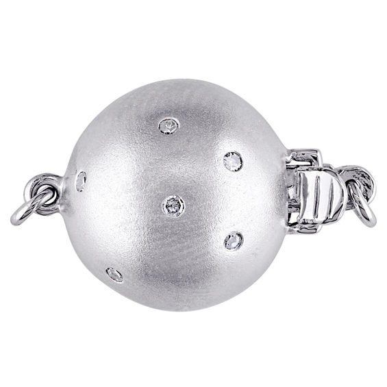 13.0 - 14.0mm Black Cultured Tahitian Pearl Strand Necklace and 1/20 CT. T.W. Diamond Ball Clasp in 14K White Gold 13.0 - 14.0mm Black Cultured Tahitian Pearl Strand Necklace and 1/20 CT. T.W. Diamond Ball Clasp in 14K White Gold