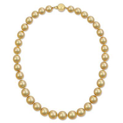 Triple strands AAAA 6-5 mm green jade+South Sea white Pearl Necklace 14k Gold 