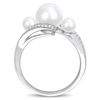Cultured Freshwater Pearl and 1/6 CT. T.W. Diamond Three Stone Bypass Ring in 10K White Gold