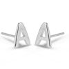 Thumbnail Image 0 of Block Initial Mismatch Stud Earrings in Sterling Silver (2 Lines)