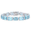 Thumbnail Image 1 of Emerald-Cut Sky Blue Topaz Line Bracelet in Sterling Silver - 7.25"