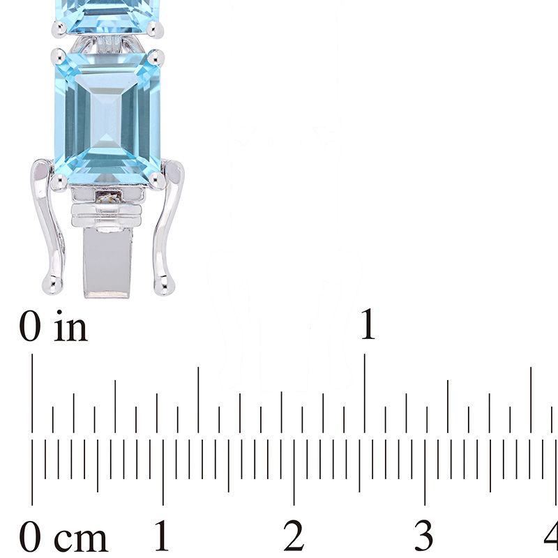 Main Image 2 of Emerald-Cut Sky Blue Topaz Line Bracelet in Sterling Silver - 7.25"