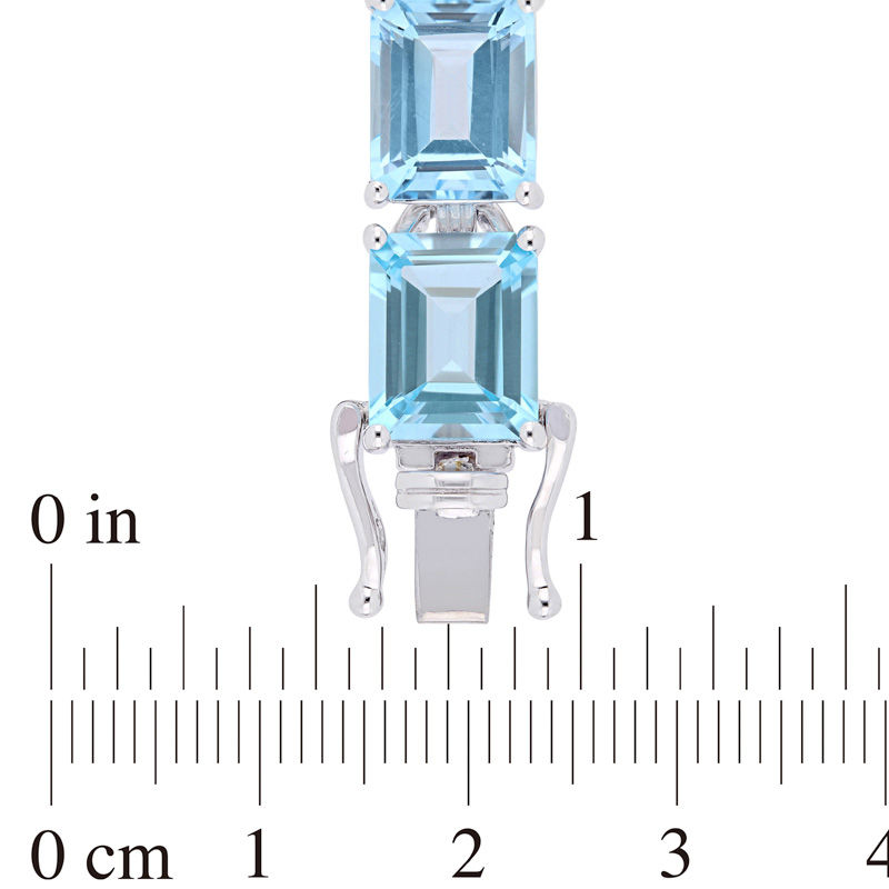 Main Image 3 of Emerald-Cut Sky Blue Topaz Line Bracelet in Sterling Silver - 7.25"