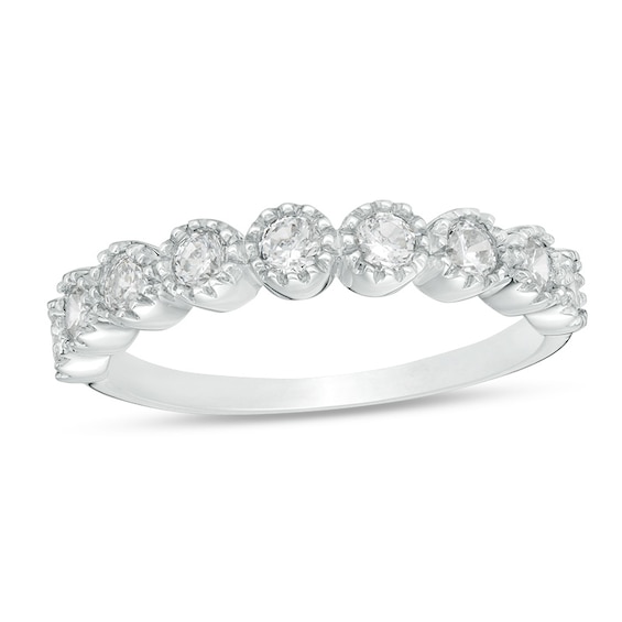 1/2 CT. T.w. Diamond Vintage-Style Nine Stone Anniversary Band in 10K White Gold