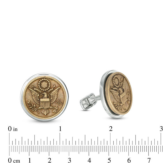 Men's Oxidized Great Seal of the United States Round Cuff Links in Sterling Silver and Bronze Men's Oxidized Great Seal of the United States Round Cuff Links in Sterling Silver and Bronze