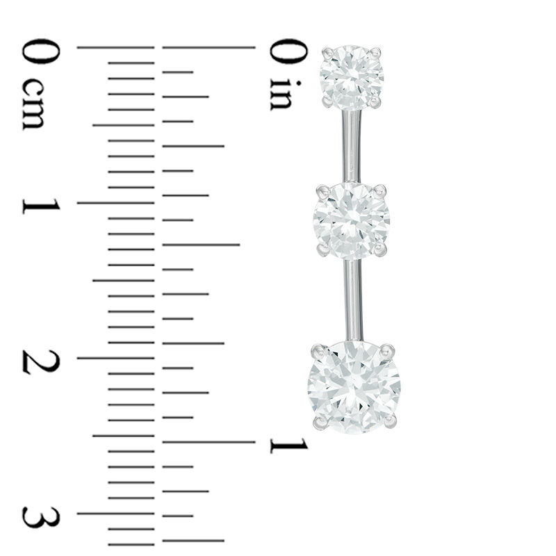 Lab-Created White Sapphire Three Stone Drop Earrings in Sterling Silver ...