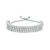Thumbnail Image 1 of Lab-Created White Sapphire Triple Row Bolo Bracelet in Sterling Silver - 9.0"