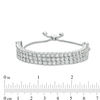 Thumbnail Image 3 of Lab-Created White Sapphire Triple Row Bolo Bracelet in Sterling Silver - 9.0"