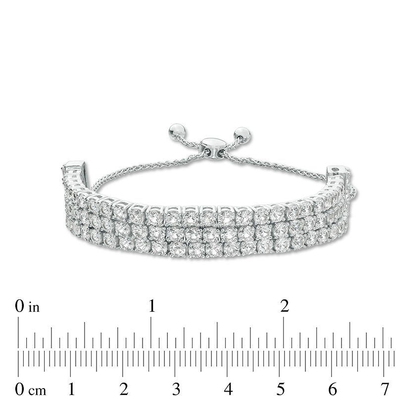 Main Image 3 of Lab-Created White Sapphire Triple Row Bolo Bracelet in Sterling Silver - 9.0"