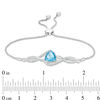 Thumbnail Image 3 of 8.0mm Trillion-Cut Swiss Blue Topaz and Lab-Created White Sapphire Braid Bolo Bracelet in Sterling Silver - 9.5"