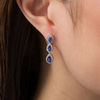Thumbnail Image 2 of Pear-Shaped Lab-Created Blue and White Sapphire Frame Triple Drop Earrings in Sterling Silver