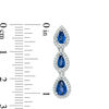 Thumbnail Image 3 of Pear-Shaped Lab-Created Blue and White Sapphire Frame Triple Drop Earrings in Sterling Silver