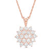 Thumbnail Image 0 of Lab-Created White Sapphire Cluster Star Pendant in Sterling Silver with 18K Rose Gold Plate